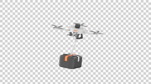Drone flying while carrying a box Stock Illustration