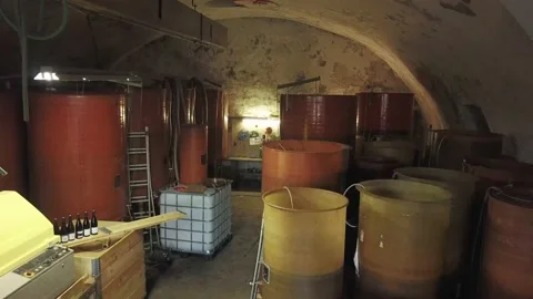 Drone flying within a cellar over Stock Footage 137397682