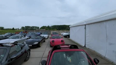 Drone Flyover Above Performance Car Collection. Stock Footage 340535833