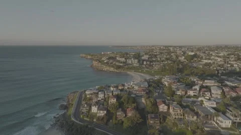 Drone Flyover Bronte Beach Sydney to reveal Sunrise Stock-Footage 255174256