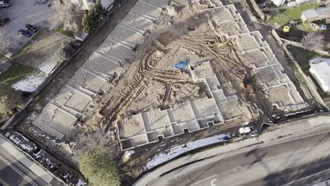 Drone flyover of construction site Stock Footage 277118091