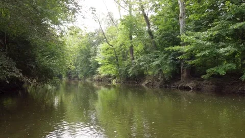 Drone flyover of a Creek Stock Footage 291496160