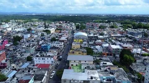 Drone Flyover of Dense Residential Area Stock Footage 306892480