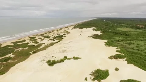 Drone flyover on the golden coast beach Stock Footage 158402906