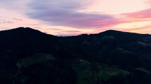 Drone flyover hills at sunset sky 스톡 동영상 331982127