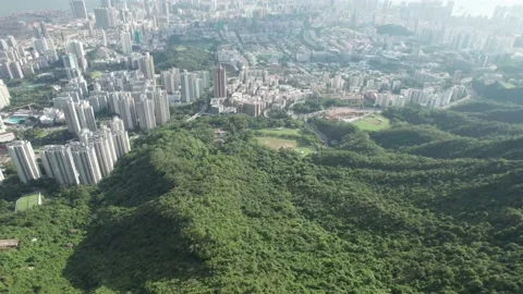 Drone flyover of iconic Lion Rock Stock Footage 162205254