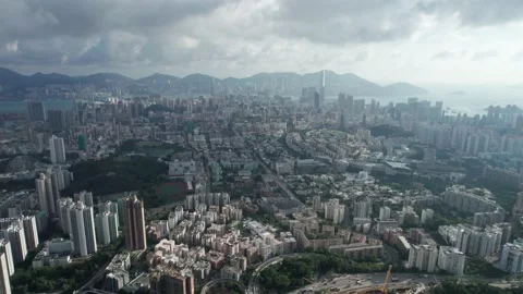 Drone flyover of iconic Lion Rock Stock Footage 162205283