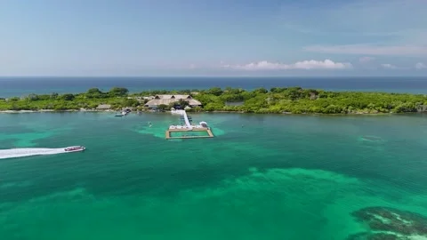 Drone Flyover of Isla Palma – Caribbean Colombia Stock Footage 321450134