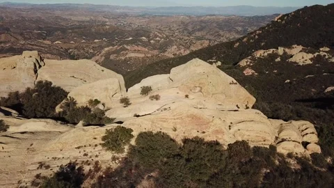 Drone Flyover of Malibu's Mountain Trails and Valleys Stock Footage 300867582