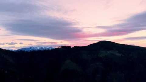 Drone flyover mountain landscape sunset 스톡 동영상 331982185