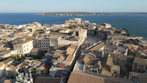 Drone flyover of Ortigia Sicily, Sicily Island, Italy Stock Footage 250093145