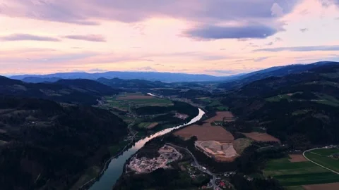 Drone flyover quarry and river valley Video stock 331982011