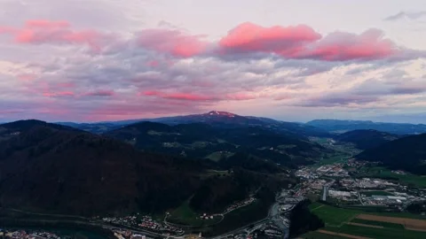 Drone flyover river town landscape Stock Footage 331982159
