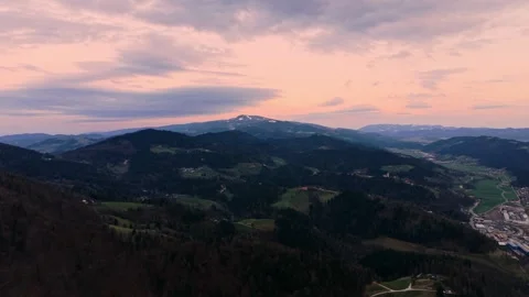 Drone flyover rolling hills at sunset 스톡 동영상 331867680