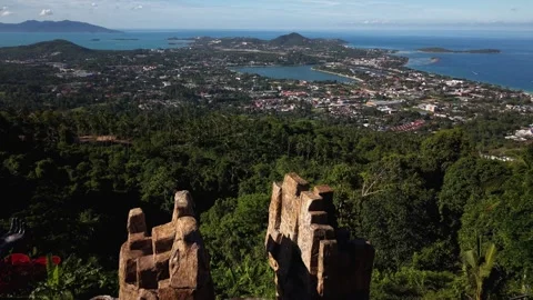 Drone Flyover Scenic Viewpoint Above Koh Samui Island Stock Footage 337345095