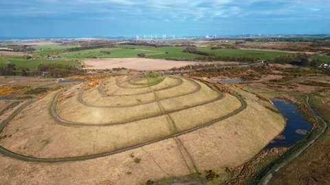 Drone Flyover of St. Ninians Former Opencast Mine - Fife, Scotland Stock Footage 273290320
