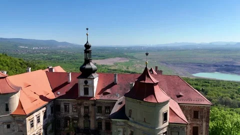 Drone Flyover Towards State Chateau Jezeří in Czech Republic Stock Footage 313176097