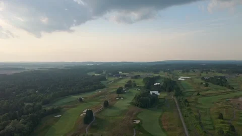 Drone Flyover Of TPC Toronto At Osprey Valley Golf Course During Sunrise In Stock Footage 313104435