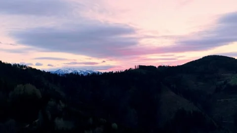 Drone flyover wide horizon sunset Stock Footage 331982192