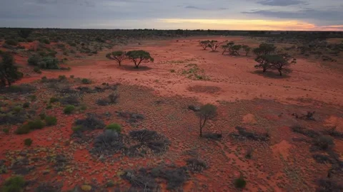 Drone Flyovers Across Roxby Downs Desert Under Brooding Storm Clouds – March 12, Stock Footage 311086336