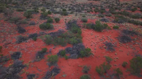 Drone Flyovers Across Roxby Downs Desert Under Brooding Storm Clouds – March 12, Stock Footage 311089075
