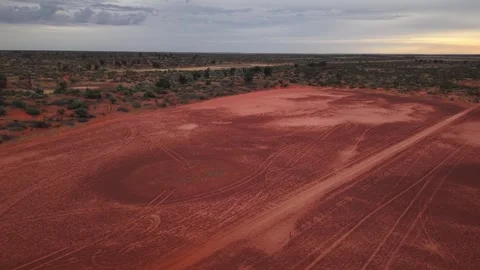 Drone Flyovers Across Roxby Downs Desert Under Brooding Storm Clouds – March 12, Stock Footage 311090612
