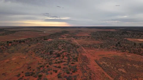 Drone Flyovers Across Roxby Downs Desert Under Brooding Storm Clouds – March 12, Stock Footage 311091336