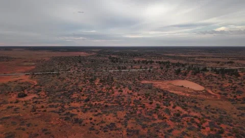 Drone Flyovers Across Roxby Downs Desert Under Brooding Storm Clouds – March 12, Stock Footage 311091395