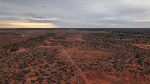 Drone Flyovers Across Roxby Downs Desert Under Brooding Storm Clouds – March 12, Stock Footage 311091895