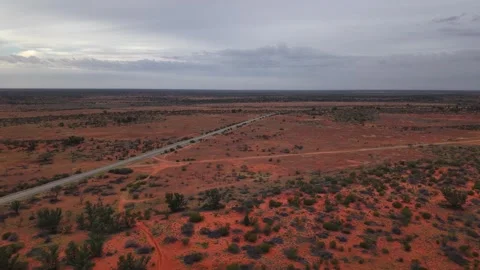 Drone Flyovers Across Roxby Downs Desert Under Brooding Storm Clouds – March 12, Stock Footage 311092644
