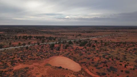 Drone Flyovers Across Roxby Downs Desert Under Brooding Storm Clouds – March 12, Stock Footage 311092857