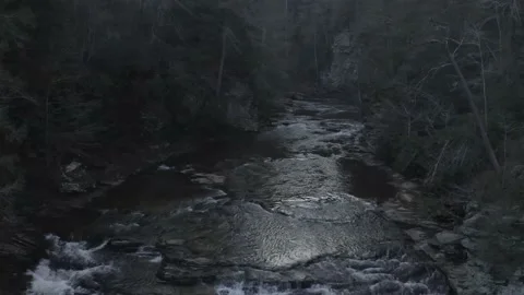 Drone Flys Back Out Of Waterfall Stock Footage