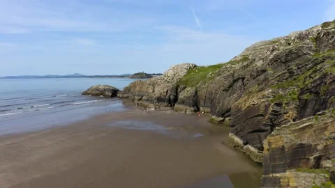 Drone Flys Over Black Rock Sands Beach Stock Footage
