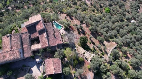 Drone Flys over Old House Stock Footage 195963472