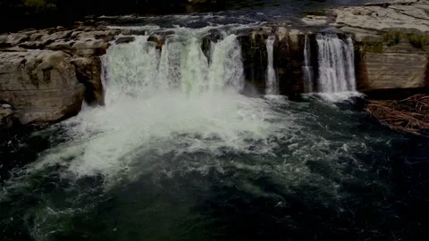 Drone fly's towards a waterfall Stock Footage 155469513