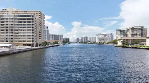 Drone Flythrough of Hallandale Beach Boulevard (SR 858) Bridge July 9, 2025 Stock Footage 312764665