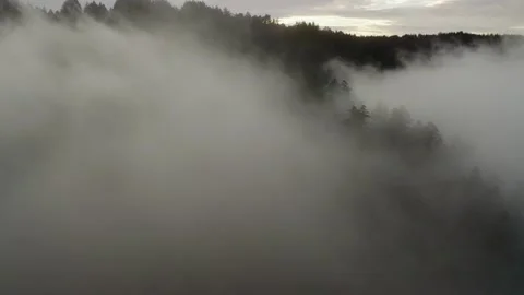 Drone Fog Rolling Down Hills 2 Stock Footage 167241594