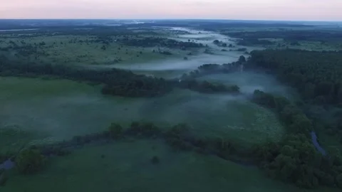 Drone fogs over river 스톡 동영상 155759662