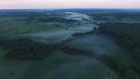 Drone fogs over river Stock Footage 155759667