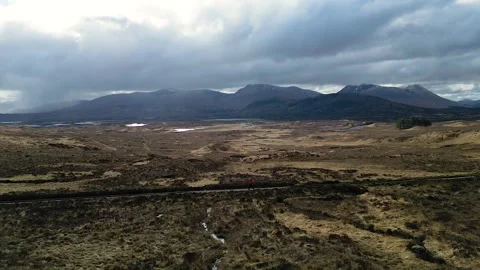 Drone following model walking along west highland way Video stock 246912848