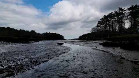 Drone following path of river close Stock Footage 239791734