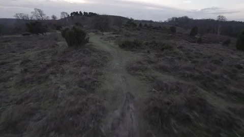 Drone following a trail uphill flat d-log 스톡 동영상 321801960