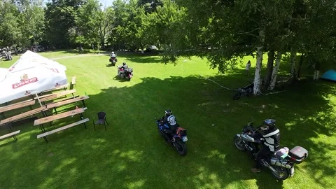 Drone follows bikers Stock Footage 277225809