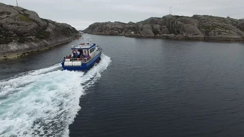 Drone follows boat Stock Footage 89502907
