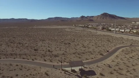 Drone follows man Stock Footage 76195579
