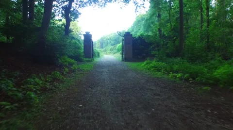 Drone follows path and fly away Stock Footage 51406155