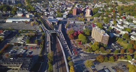 Drone follows a train 3 스톡 동영상 296430295