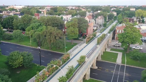 Drone footage of the 606 Trail Video stock 188591069