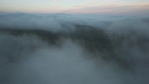 Drone footage above the clouds in the Peak District, England. Moody Autumn Stock Footage 223075645