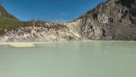 Drone Footage of Active Volcanic White Crater in West Java Indonesia Видео 314093126